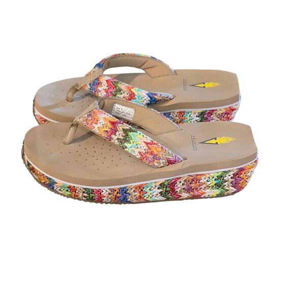 Volatile  Multi Color Woven Wedge Flip Flop Sandals Size 8 Women's textile - Picture 1 of 6